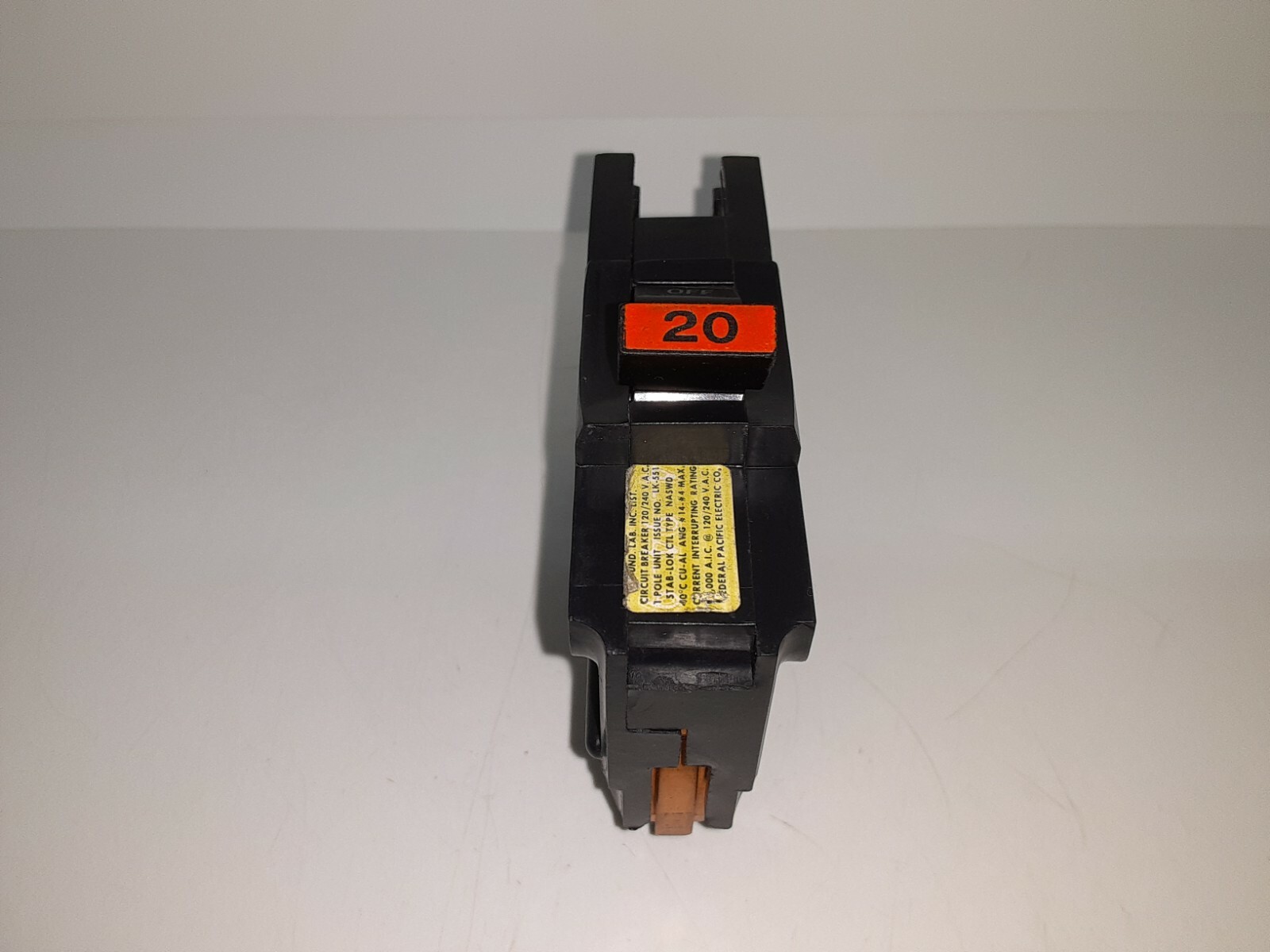 FPE NA120 20 Amp 1 Pole Stab-Lok Type NA Thick Federal Pacific Breaker RED