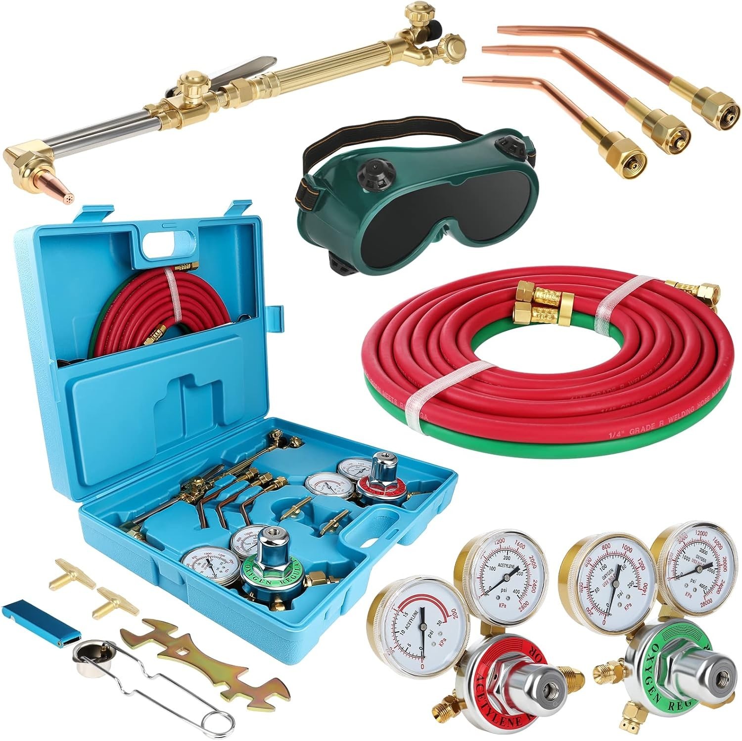Oxygen Acetylene Torch Kit, Cutting Torch and Welding Kit, Oxy Gas Welding Cutti