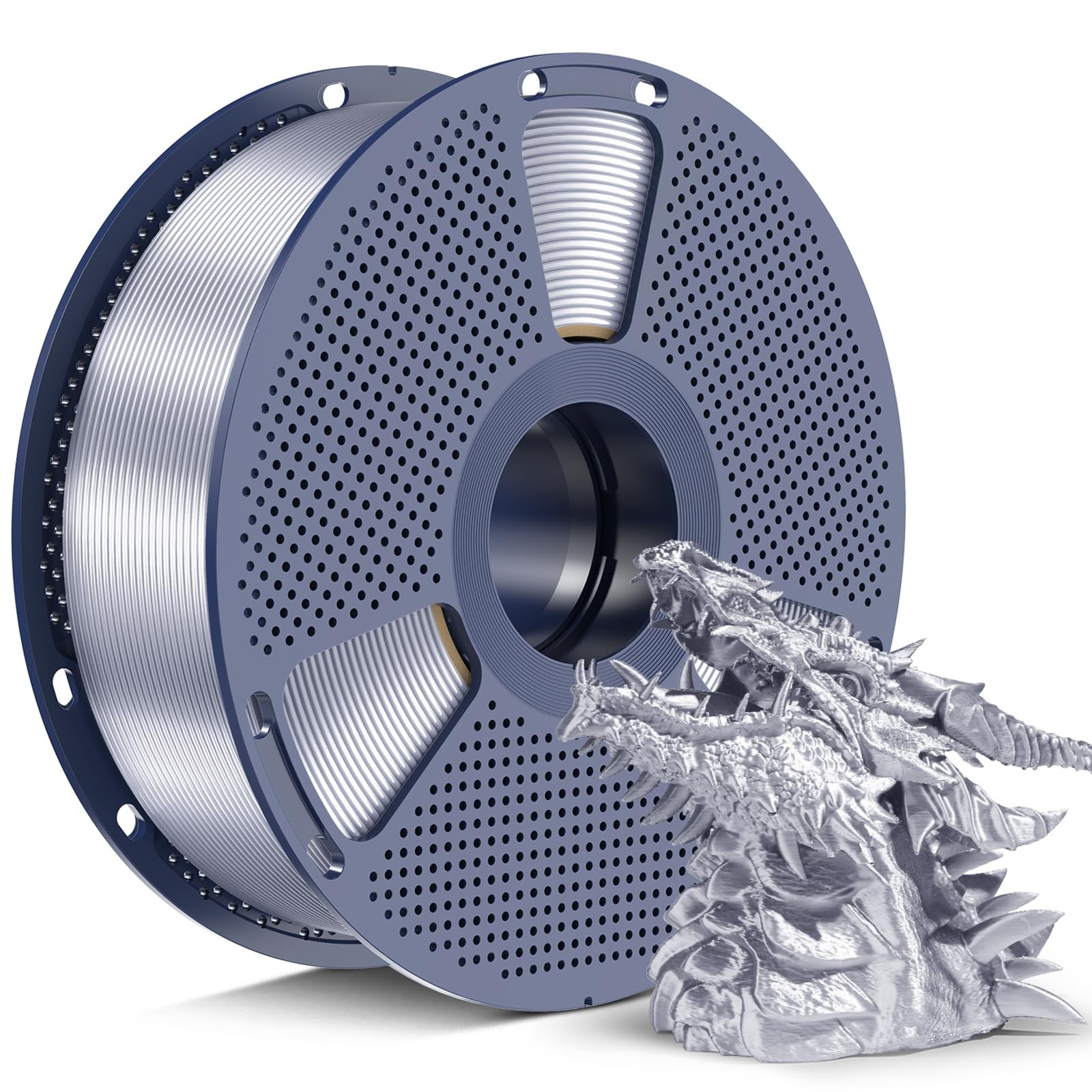 SUNLU Silk PLA+ Filament 1.75mm, 1.75 millimeters, A-silkpla-1kg-silver
