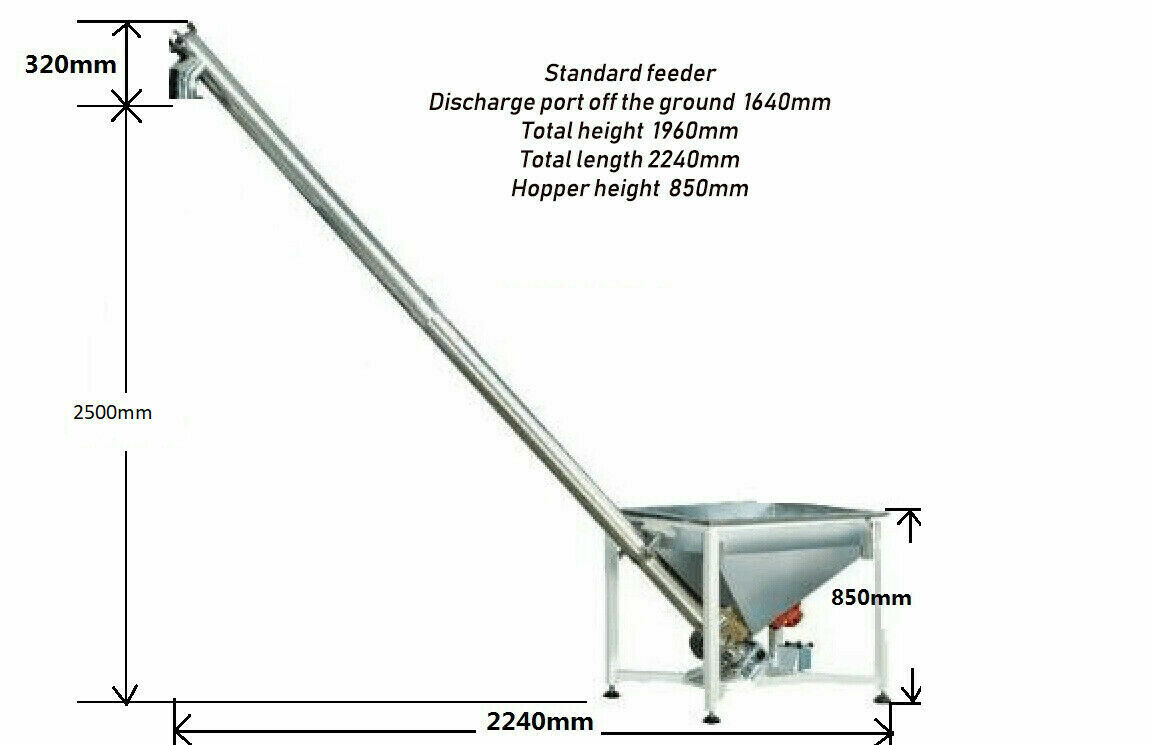 98 inch Flour Screw Vibrating Hopper Inclined Conveyor Auger Feeder 2500MM