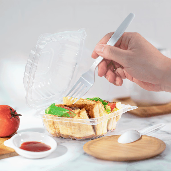 Karat 6” x 6″ PP Plastic Hinged Container, Clear – 300 pcs