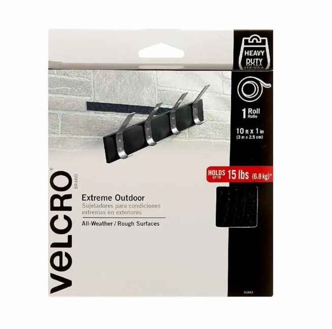 Indoor / Outdoor Use, 1 Roll, 10ft x 1in, Holds 6.8kgs, Black