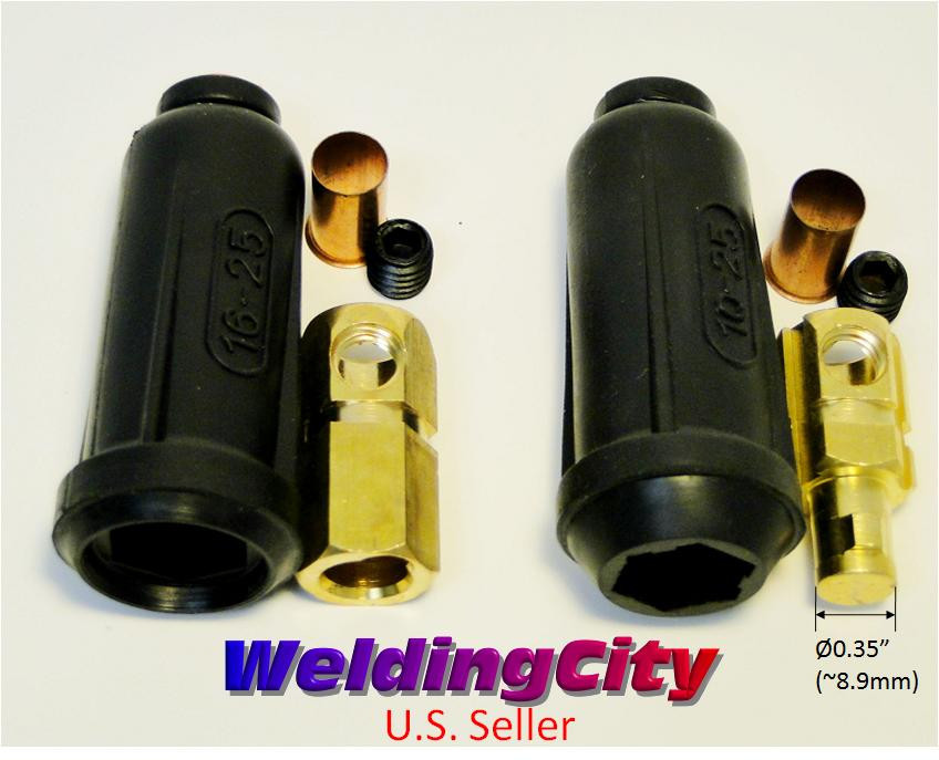 WeldingCity® Dinse-type Twist-lock Cable Connector Pair #6-#4 16-25mm US Seller
