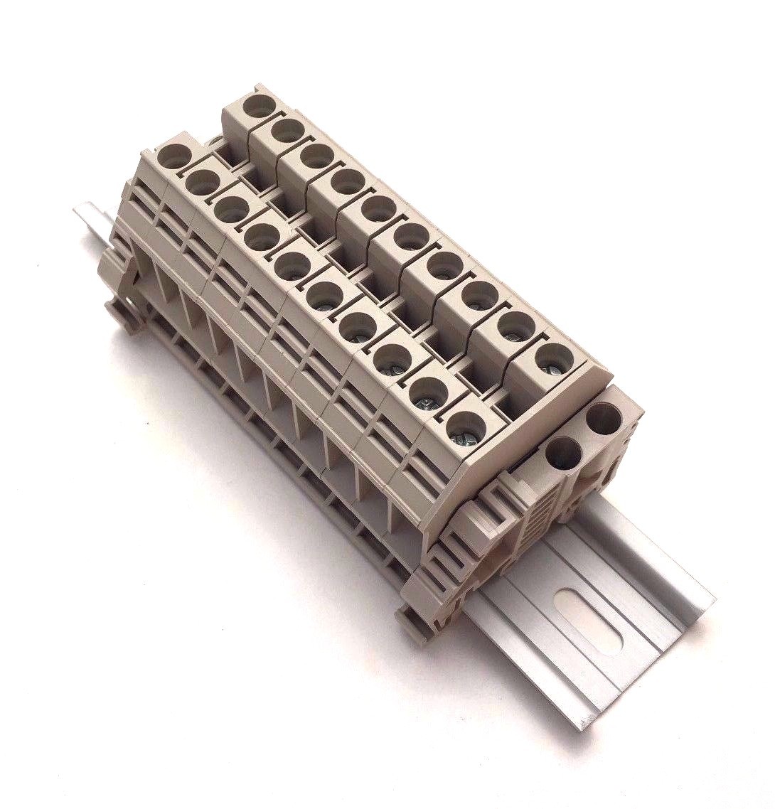 Assembly 10 Gang Connector DIN Rail Terminal Blocks Dinkle 8AWG 50A 600V DK6N