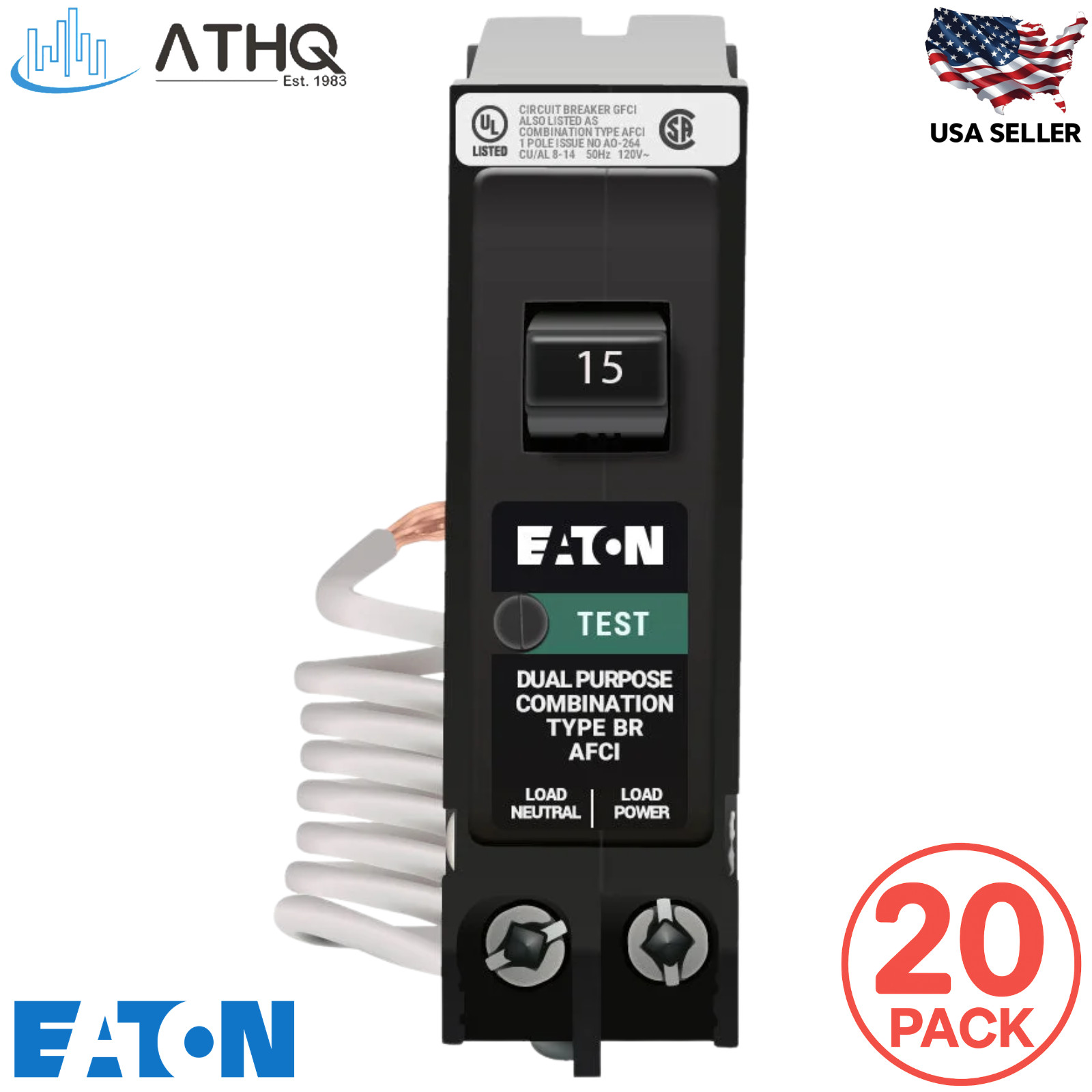 PACK OF 20 Eaton BRN115AF 15A 1-Pole Combination AFCI Arc Fault Breaker Type BR