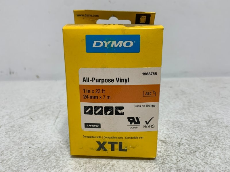 Dymo 1868768 Label Tape 1″ x 23′ Black on Orange Vinyl