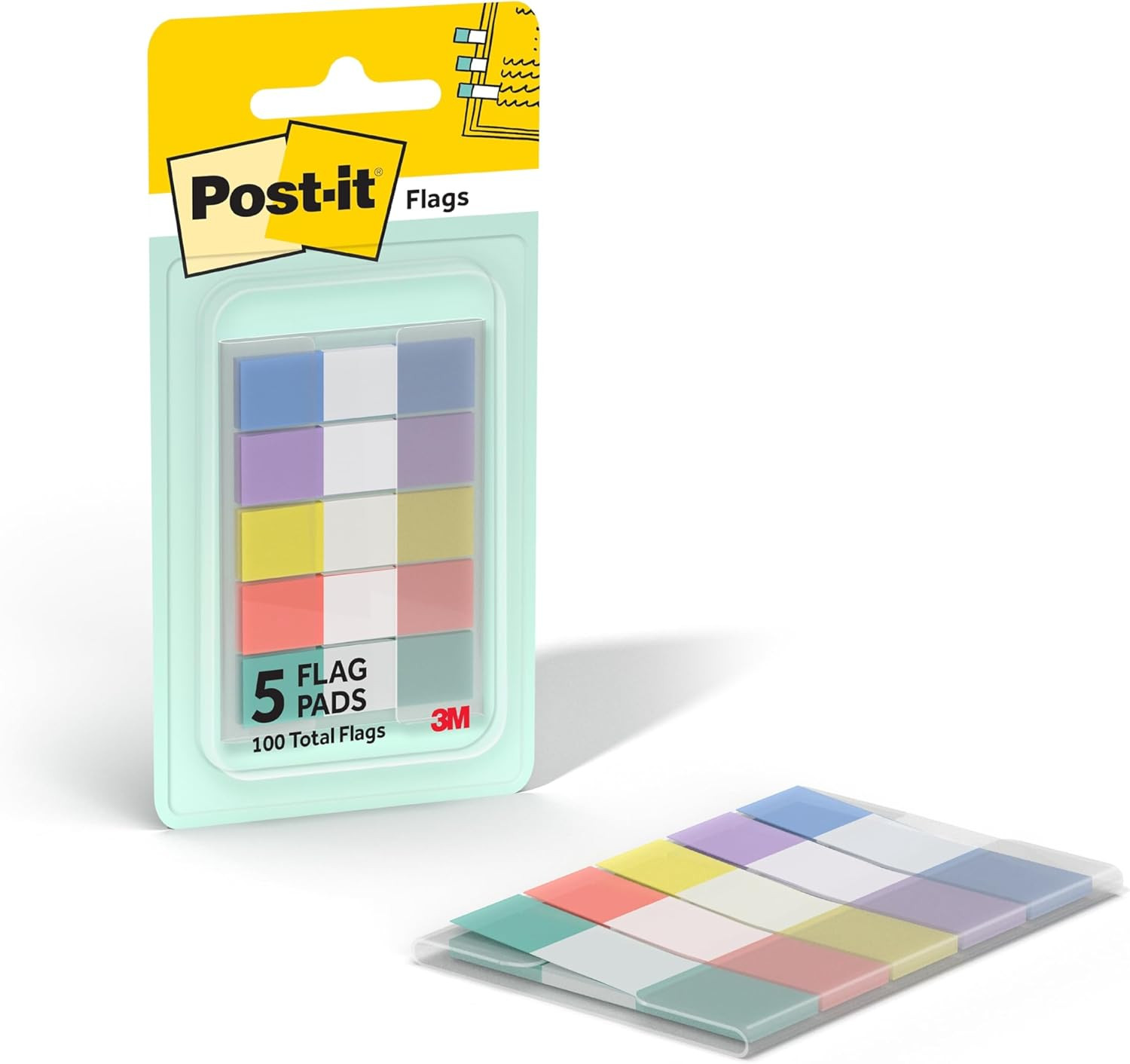 Post-It Flags, 0.47 In. X 1.7 In., One Dispenser with 100 -Count Assorted Pastel