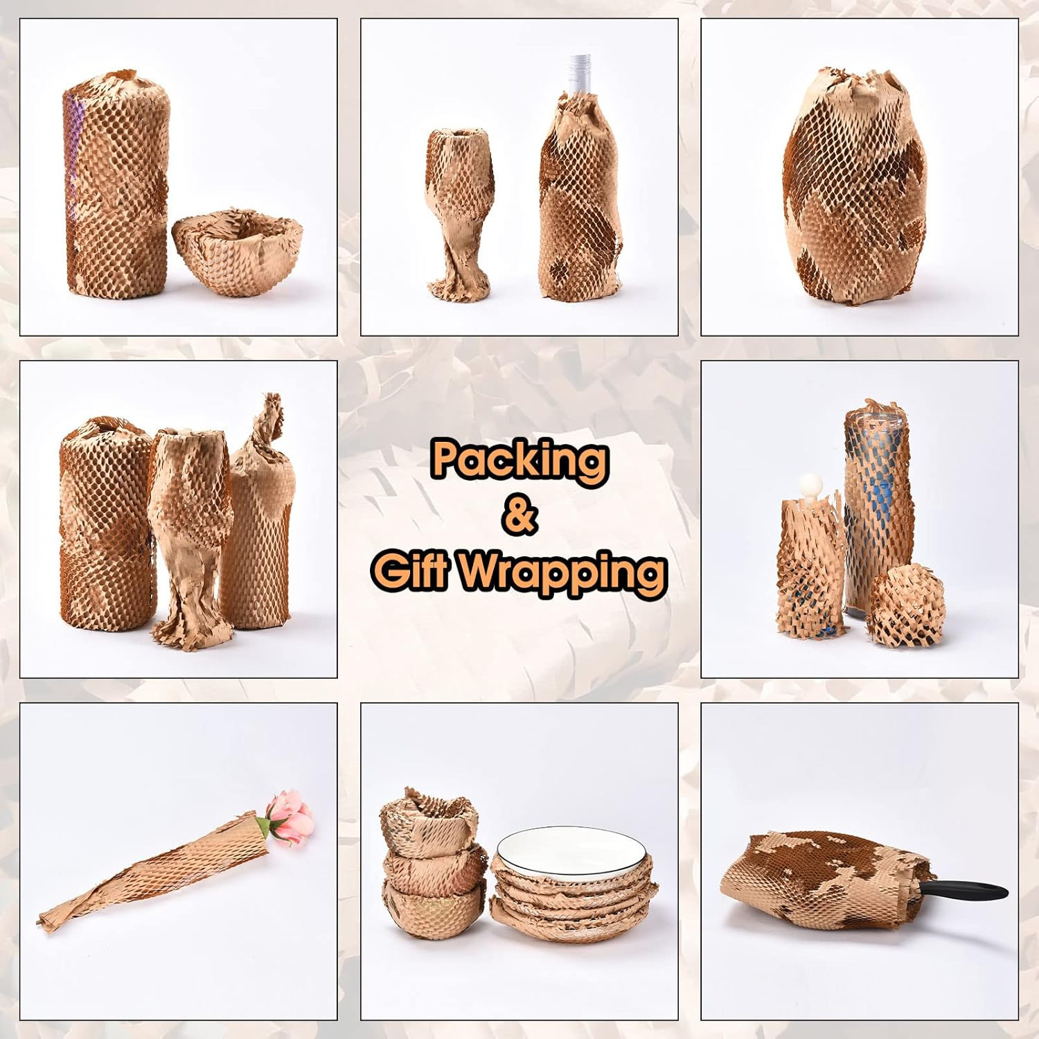 Honeycomb Packing Paper 12″ X 65′ Moving Paper Bubble Cushioning Wrap with 20 F