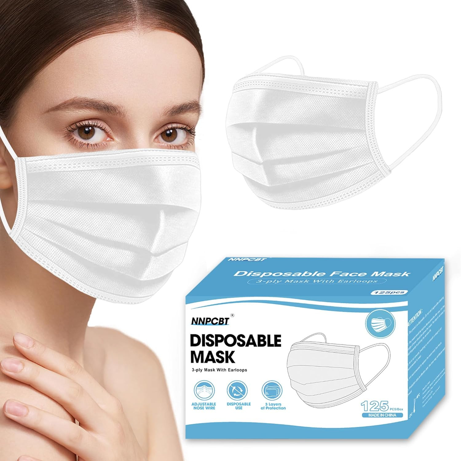 100PCS 3 Ply Black Disposable Face Mask Filter Protection Face Masks