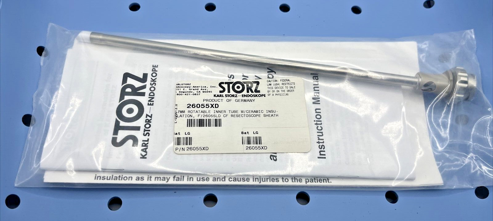 Storz 26055XD 27054XD Resectoscope Rotating Inner Tube, 7mm/22Fr.