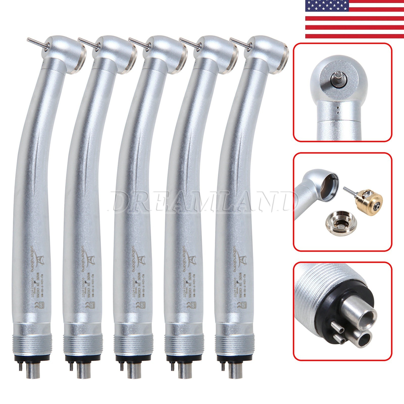 5x Dental High Speed Handpiece 4 Holes Turbine Yabangbang Large head YDA4 USA