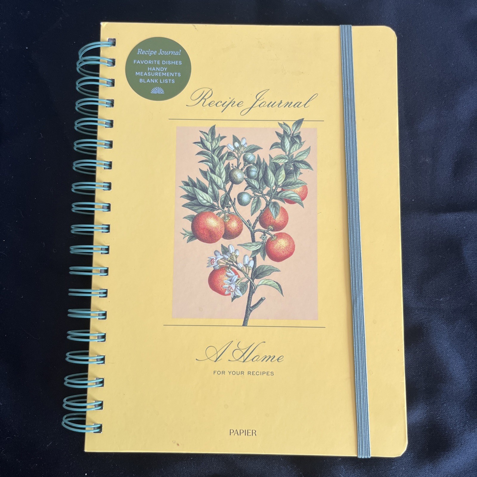 NEW Papier Yellow Recipe Journal Oranges Design Spiral Bound Notebook