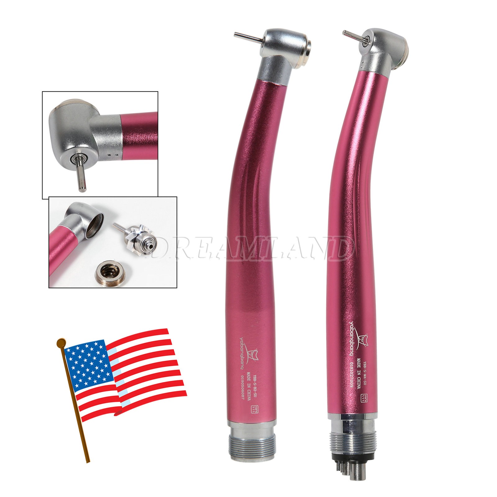Dental High Speed Handpiece Air Turbine Push Button 2/4 Hole Yabangbang Pink