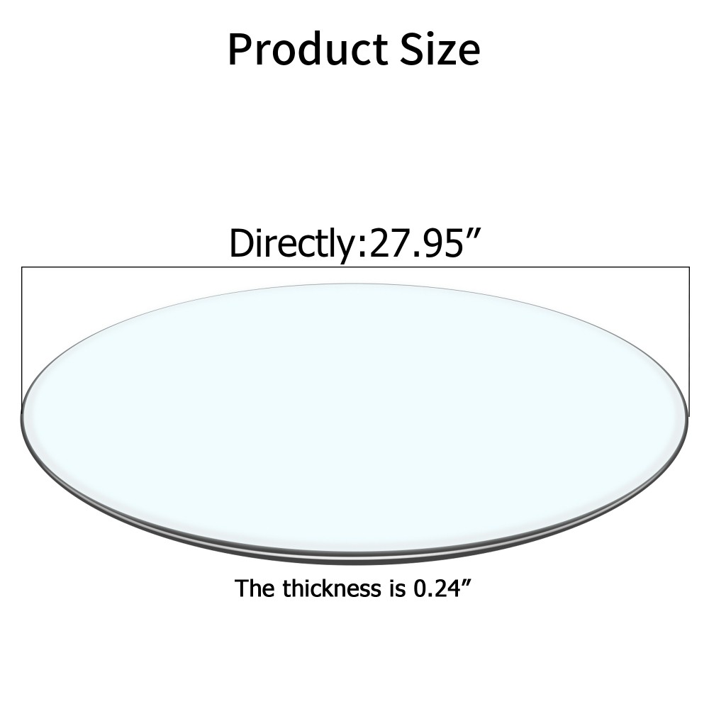 27.95 Inch Round Tempered Clear Glass Table Top Replacement Plate