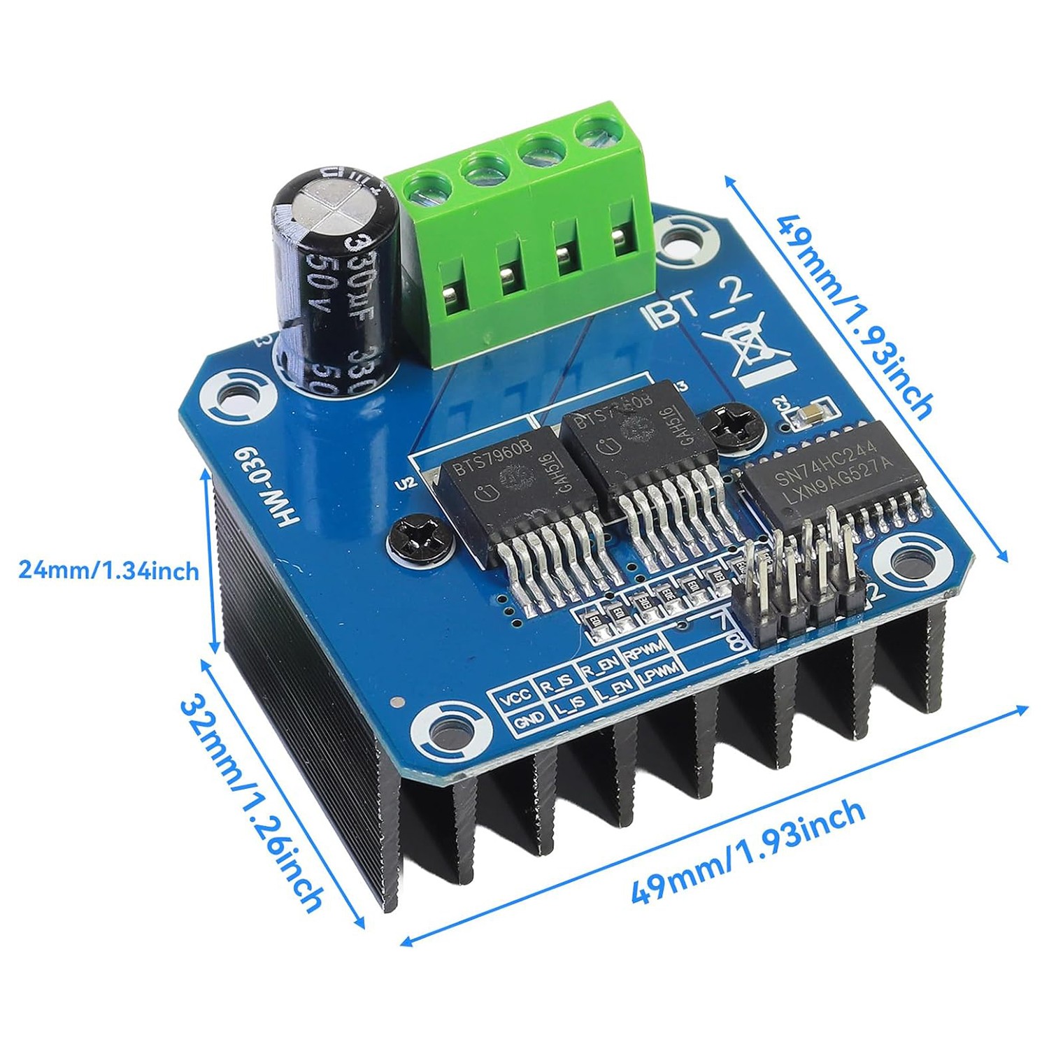 2PCS Semiconductor BTS7960B Motor Driver 43A H-Bridge Drive PWM For Arduino NEW