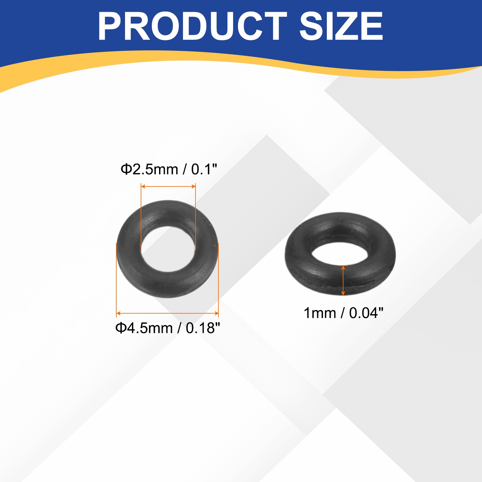 50pcs Nitrile Rubber O-Rings 4.5 x 2.5 x 1mm Metric Buna-N NBR Sealing Gasket