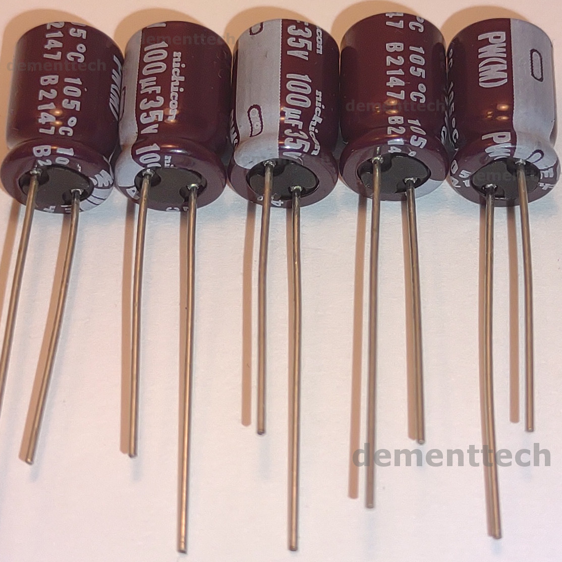 5x 100uF 35V Nichicon PW Low-ESR Impedance 105C radial capacitors replaces 25V