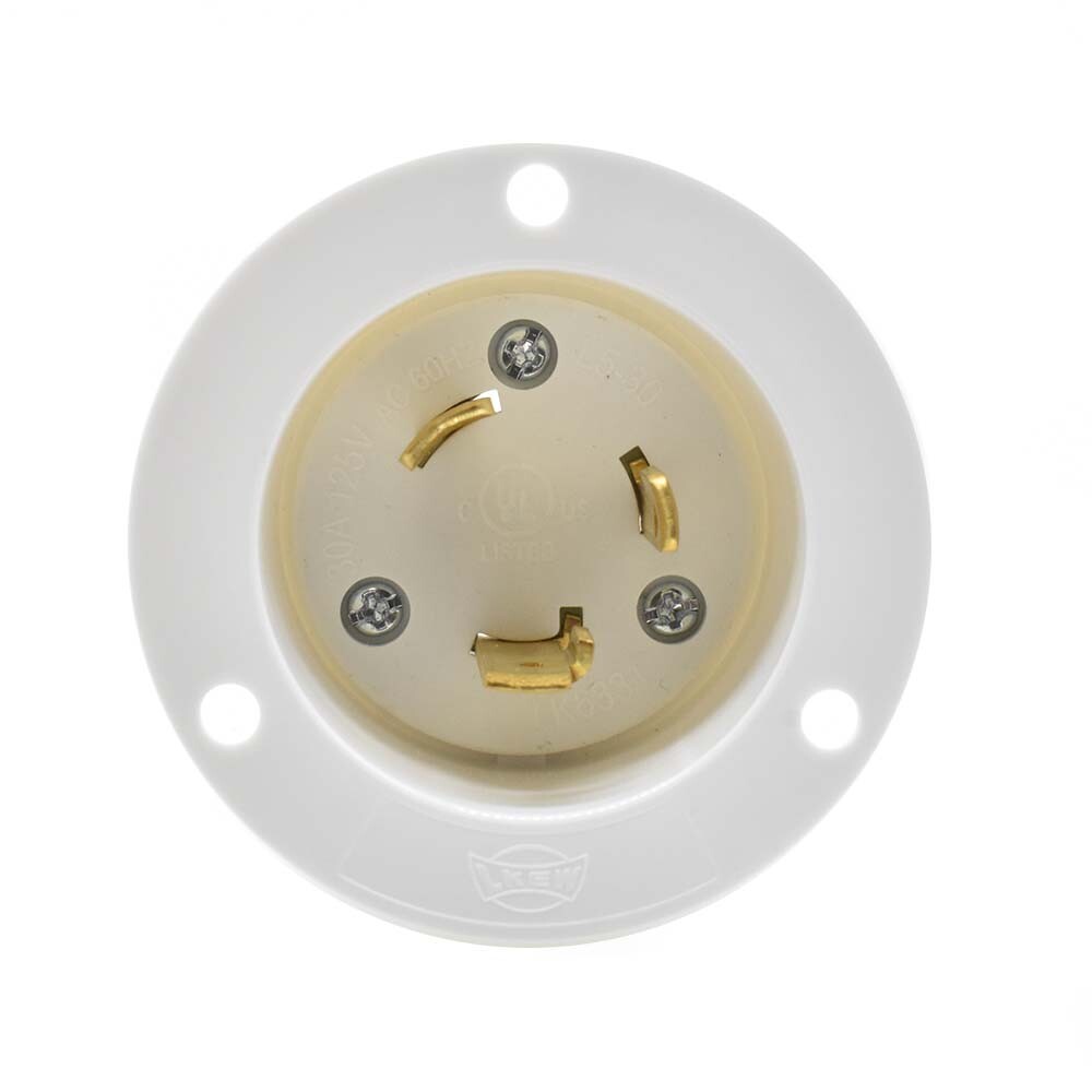 Twist Lock Flanged Inlet 3 Wire, 30 Amps, 125V, NEMA L5-30P – YGF168