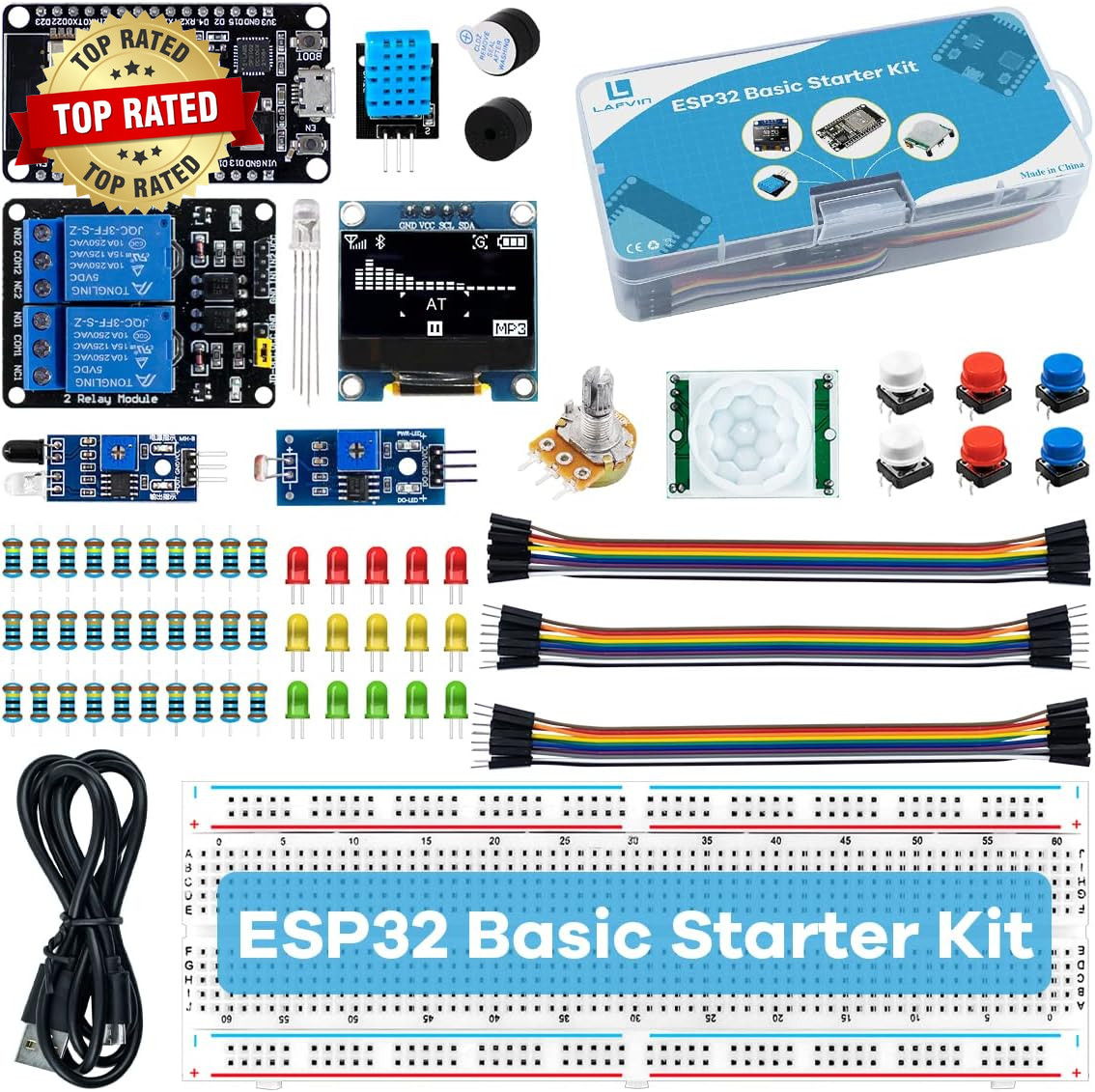 Basic Starter Kit for ESP32 ESP-32S Wifi I OT Development Board with Tutorial Co