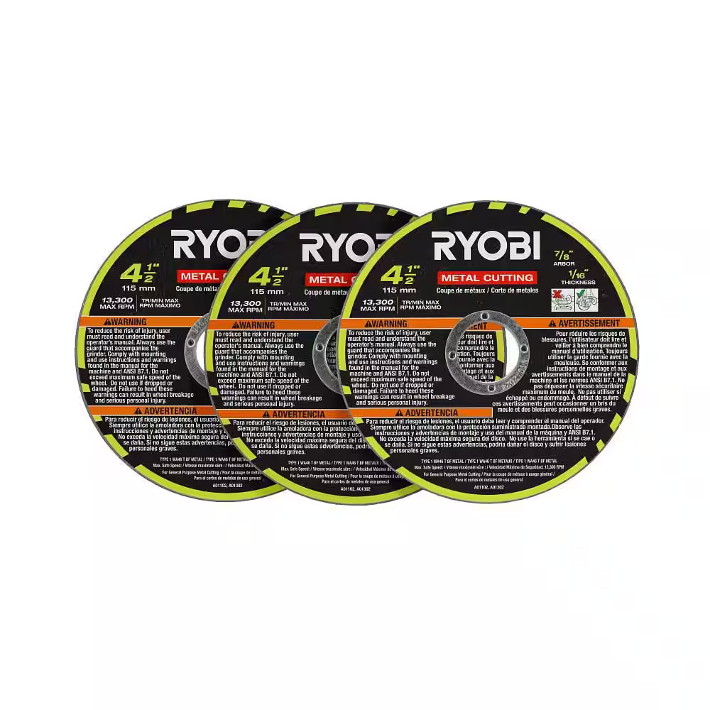 Ryobi 4-1/2 in. Metal Cutting Wheel (3-Piece)