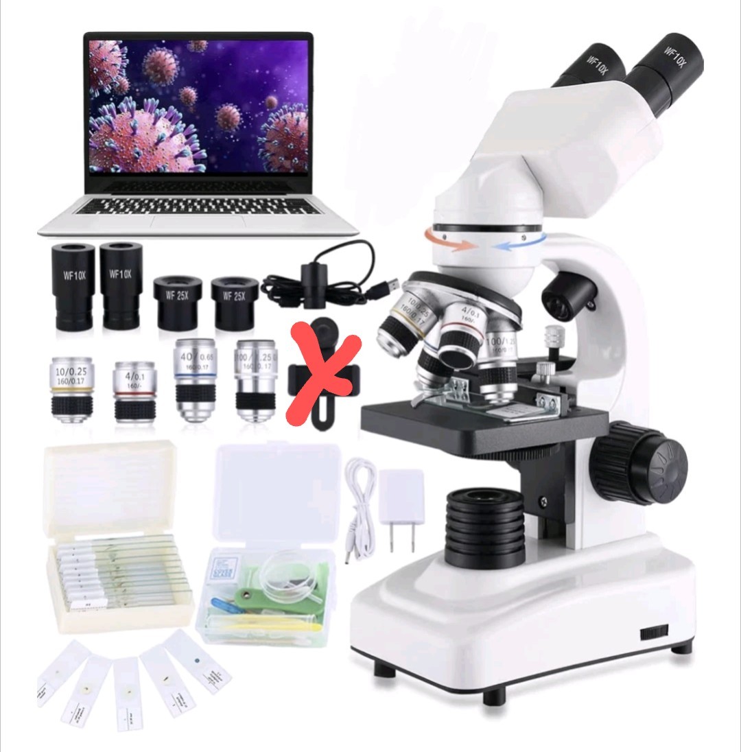 Compound Microscope, 40X-2500X, WF10x and WF25x Eyepieces, Dual Lighting & Mecha
