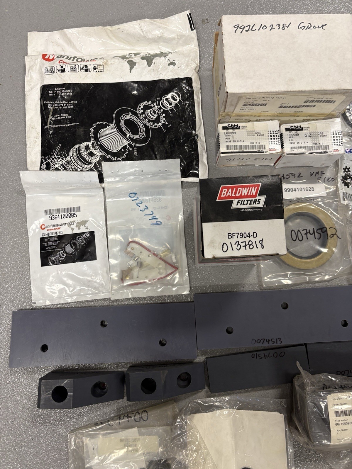 HUGE LOT OEM Manitowoc, Grove CRANE , CASE TRACTOR WHOLESALE PARTS NIB &PACKAGE