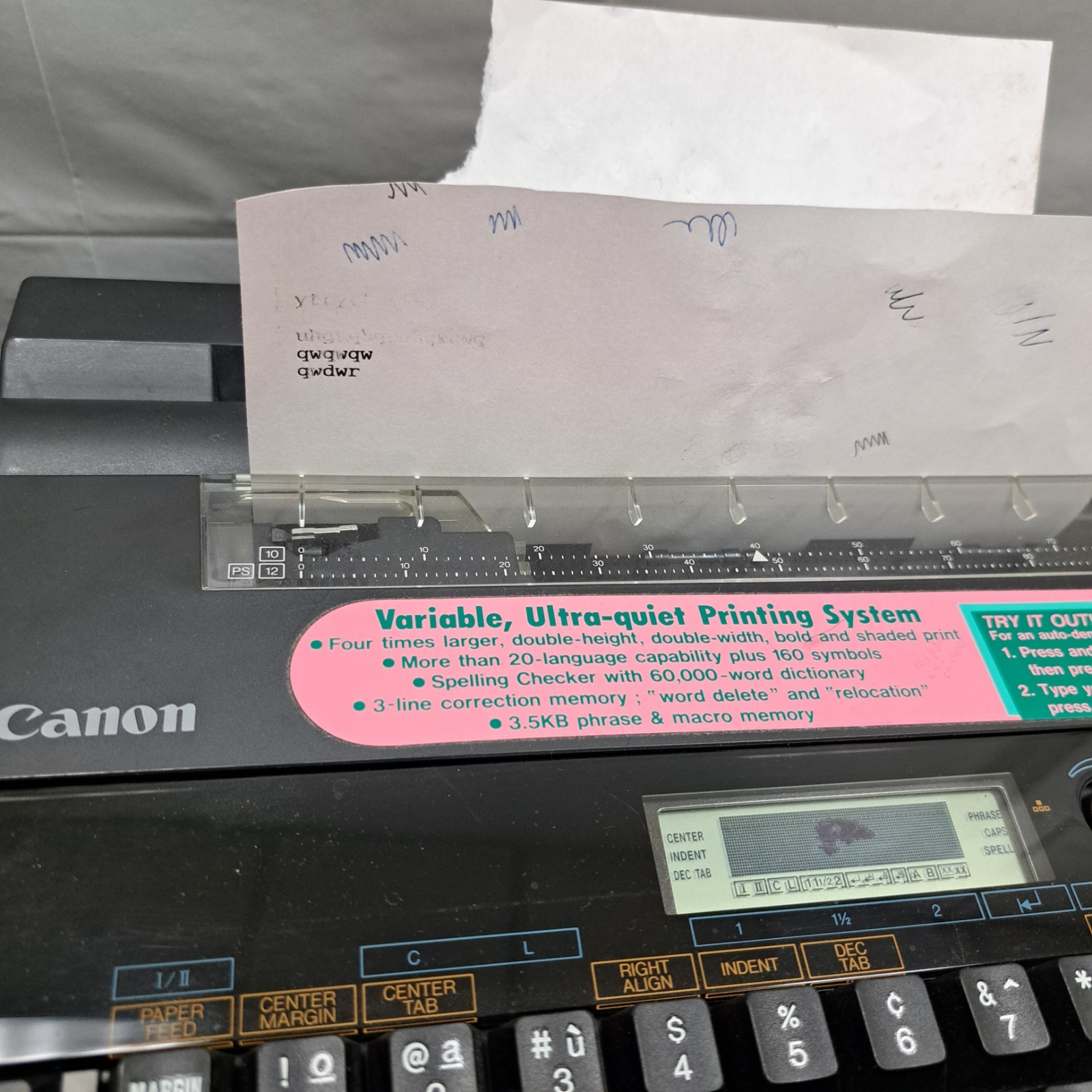 Canon Typestar 110 Black Portable Electronic Typewriter Tested Works