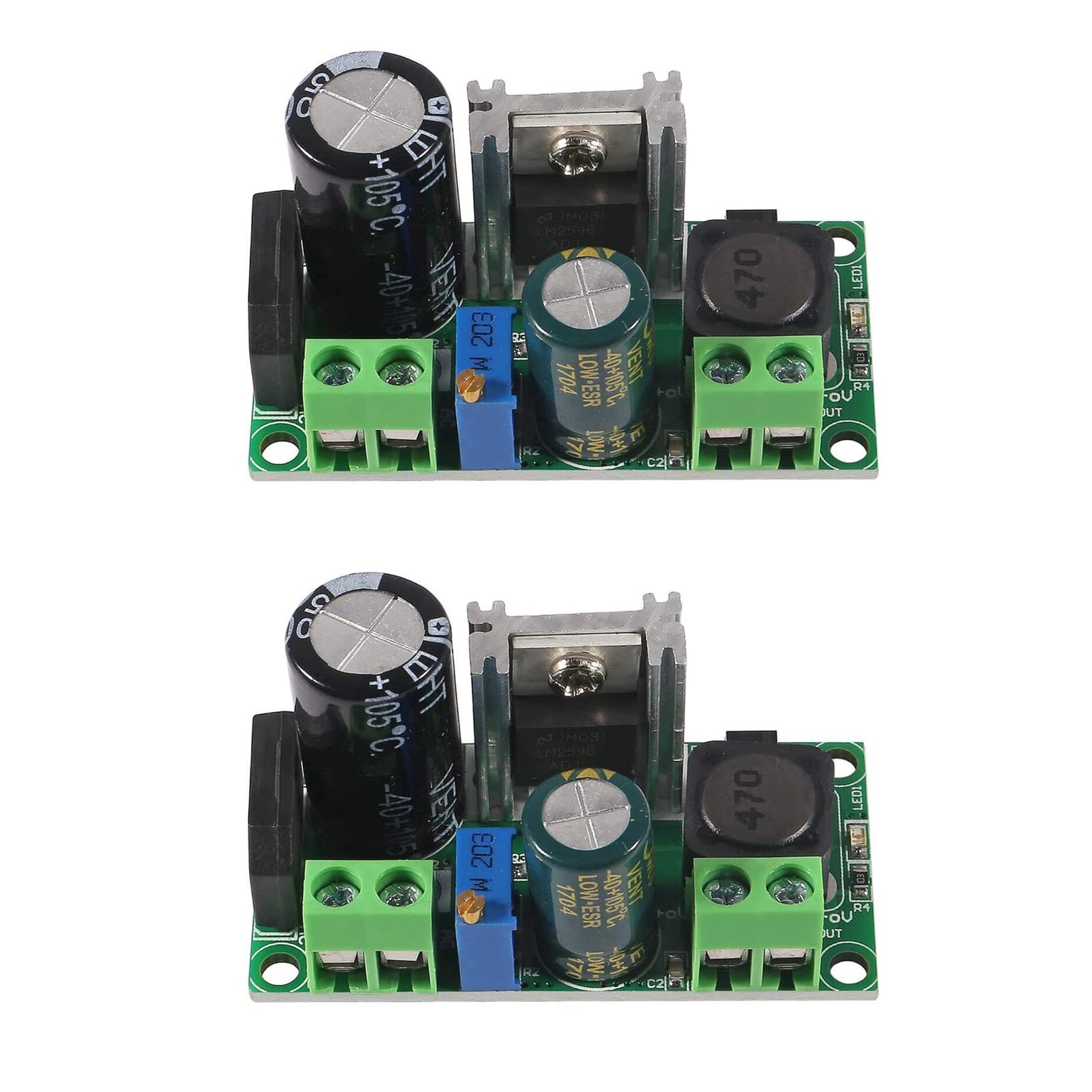 2 PCS AC/DC to DC Step Down Buck Converter 2A LM2596HV Module Regulator Board