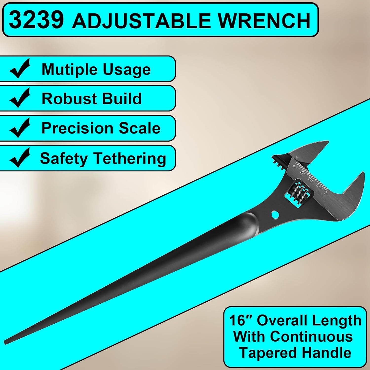 3239 Adjustable Spud Wrench 16-Inch Length, 1-5/8 Wrench Opening