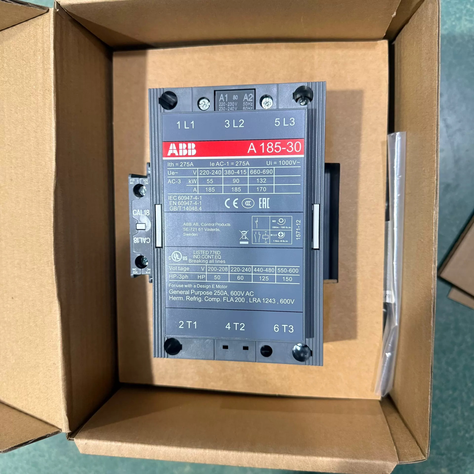 New In Box ABB A185-30 A185-30-11 AC Contactor 110V