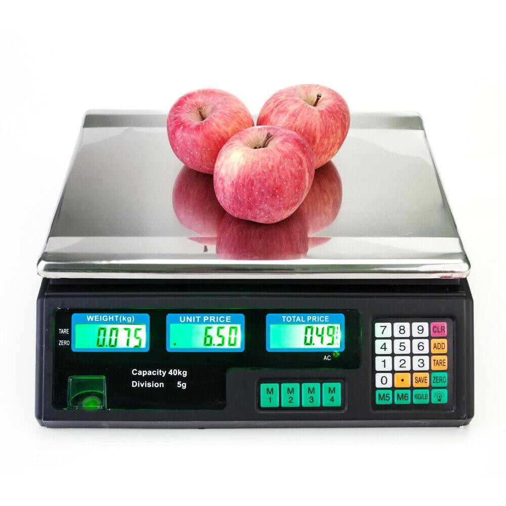 88LB Digital Weight Scale Price Computing Food Produce Deli Backlit LCD Display