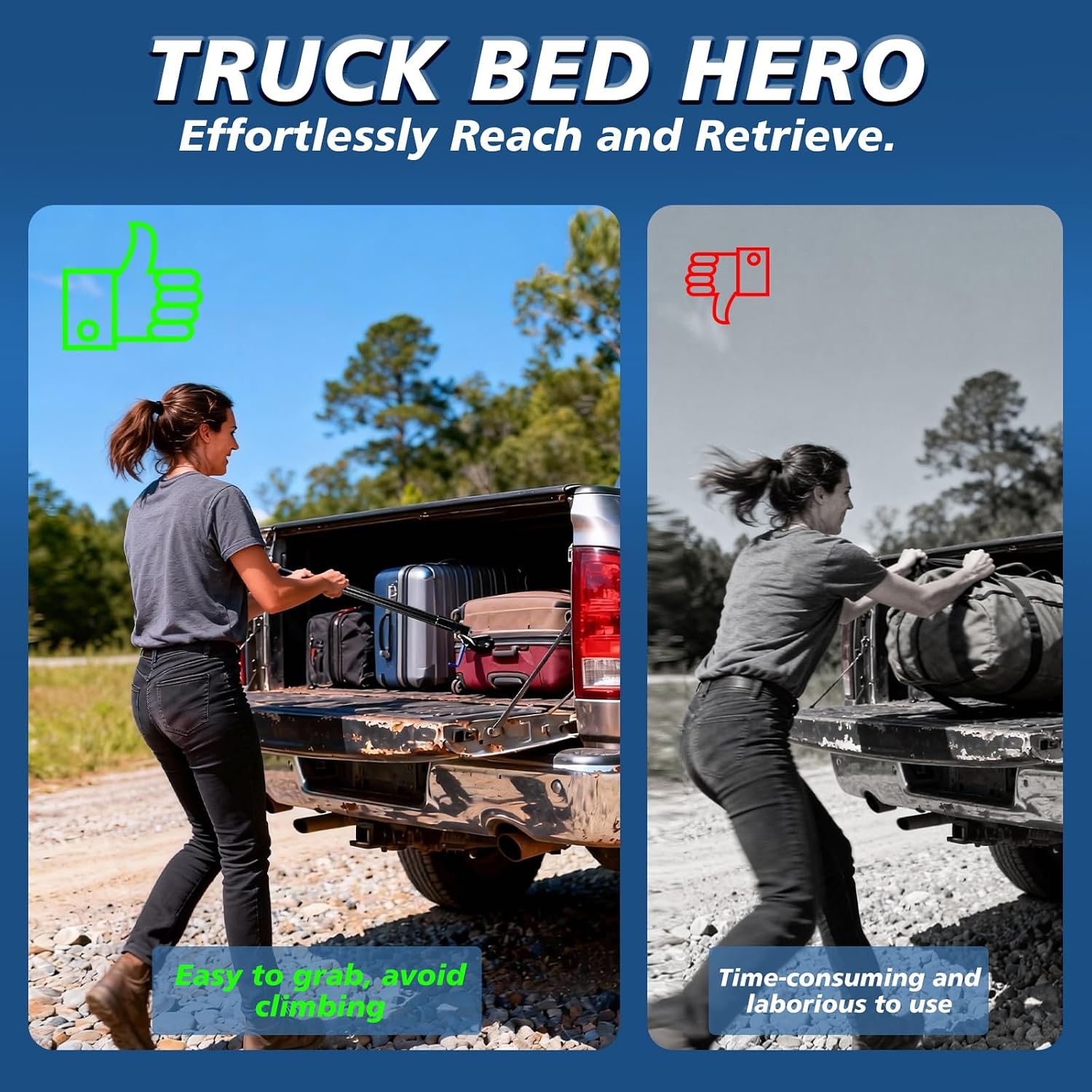 6.5FT Truck Cargo Grabber, 300lb Pull, Aluminum Alloy, Gen 2 Black
