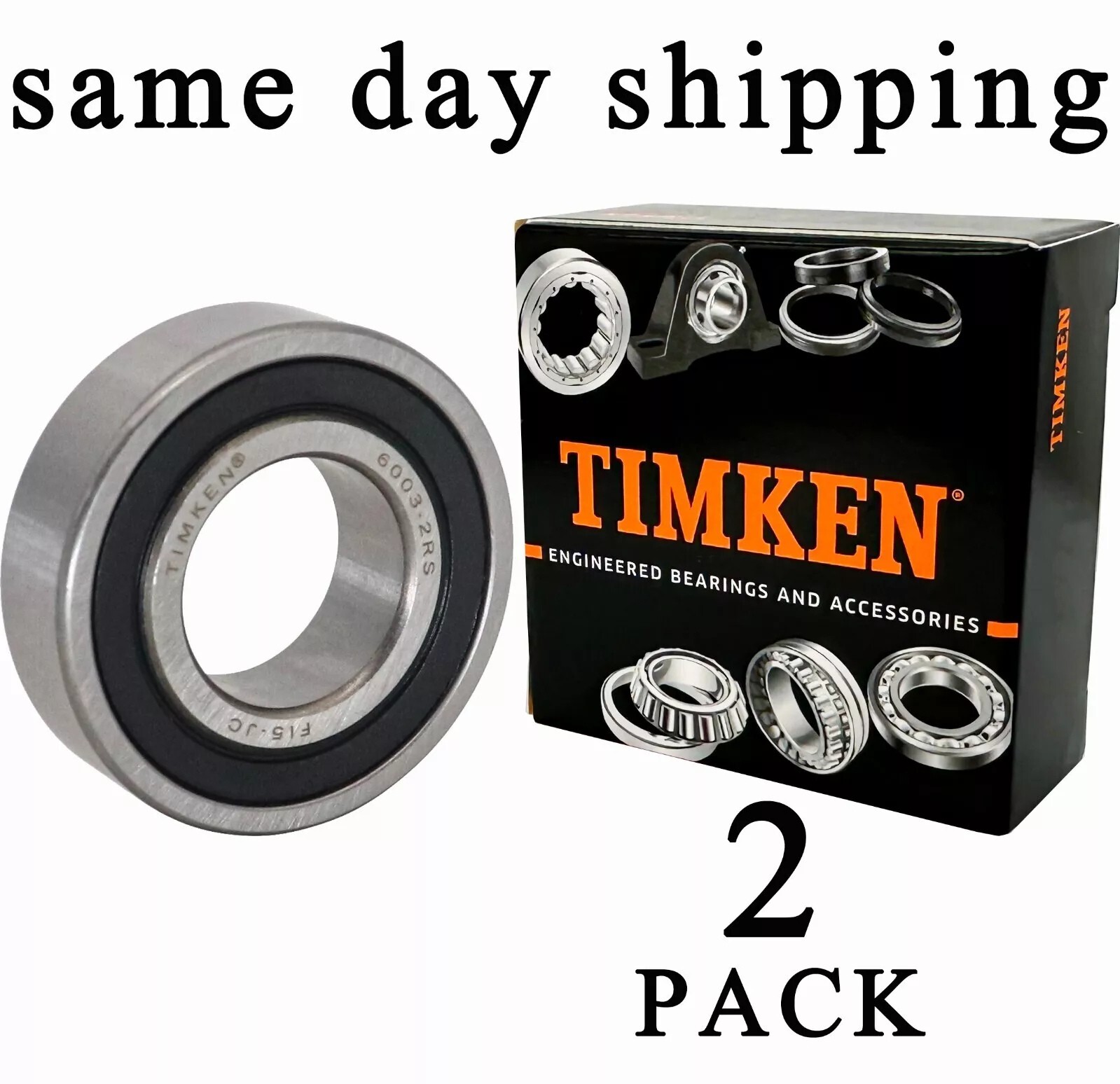 2 PCS 6003-2RS C3 TIMKEN 17X35X10MM Double Rubber Sealed Bearings Same Day Ship
