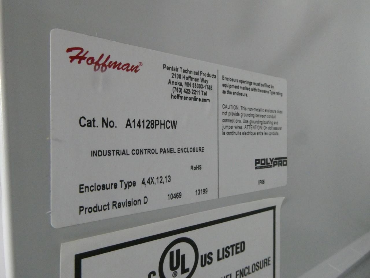 Hoffman A14128PHCW Polypro Polyester Enclosure 14x12x8in