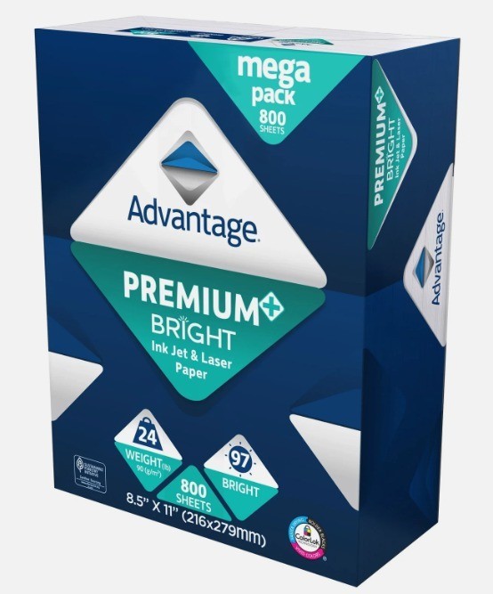 Advantage Premium+ Bright Paper 800 Sheets | 24 lb – 97 Bright | 8.5″ x 11″