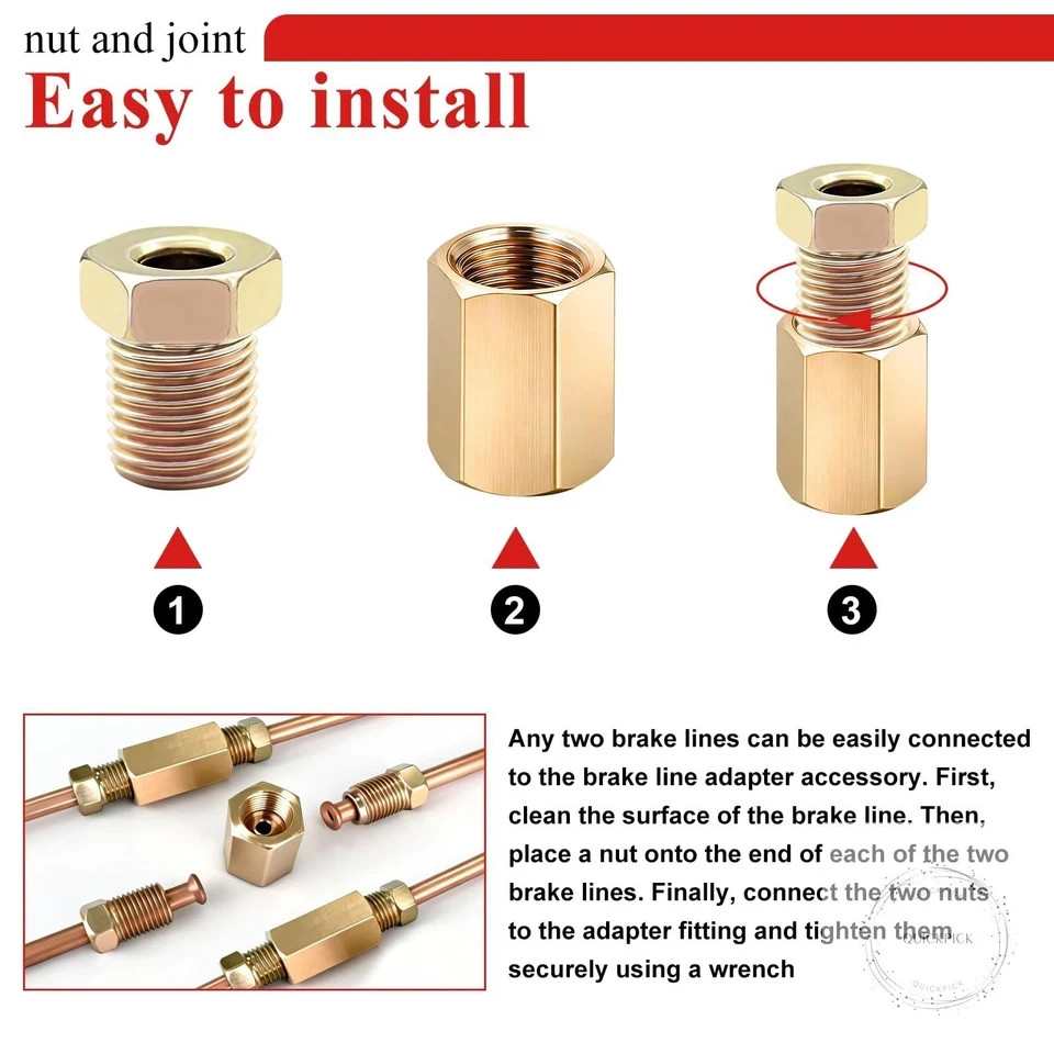 3/16″ & 1/4″ Brake Line Fittings Assortment Kit,3/8 Inch-24 Threads Nuts and Uni