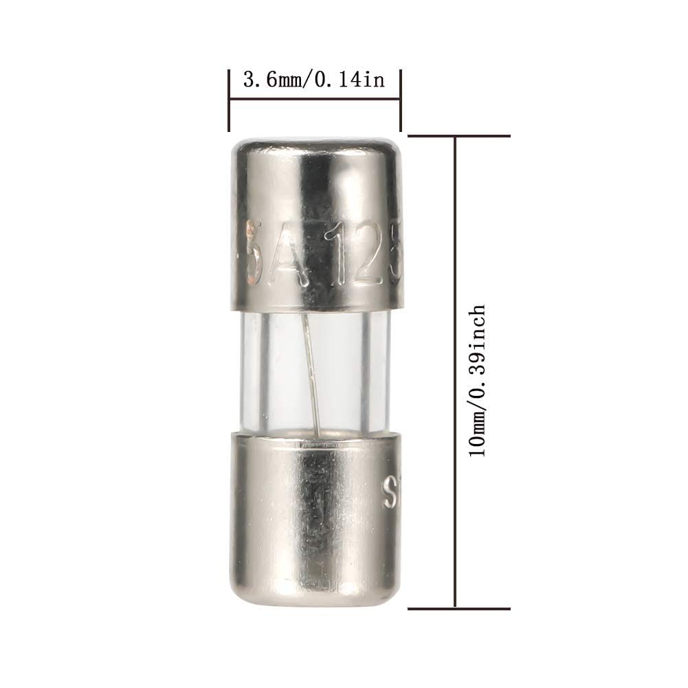 PENGLIN 20PCS Mini Glass Fuses 110V 125V 5A Slow-Blow Time Delay Fuse Light…