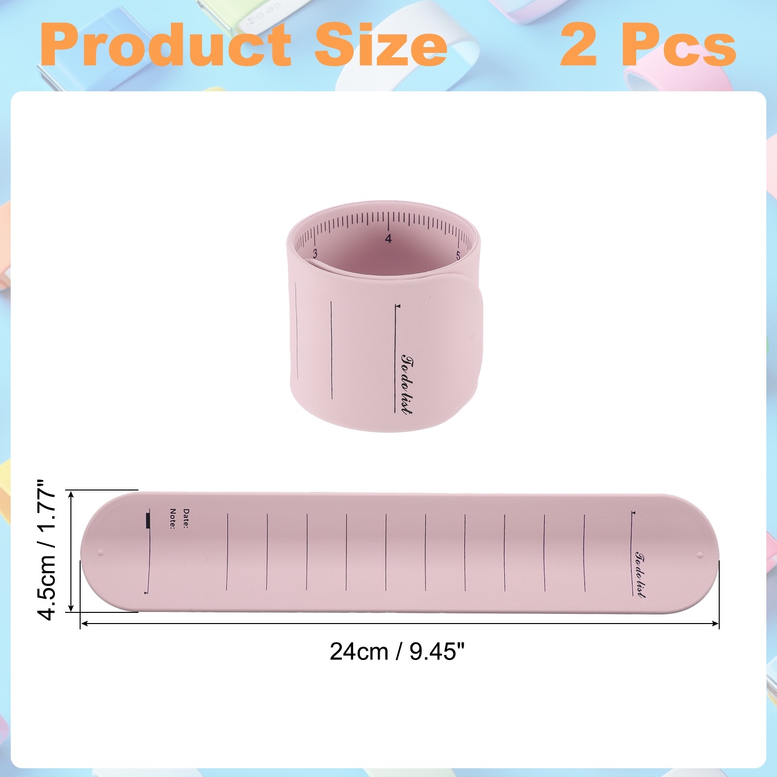 2Pcs Writable Wrist Band, 9.45″ x 1.77″ Slap Bracelet for Reminder (Streak Pink)