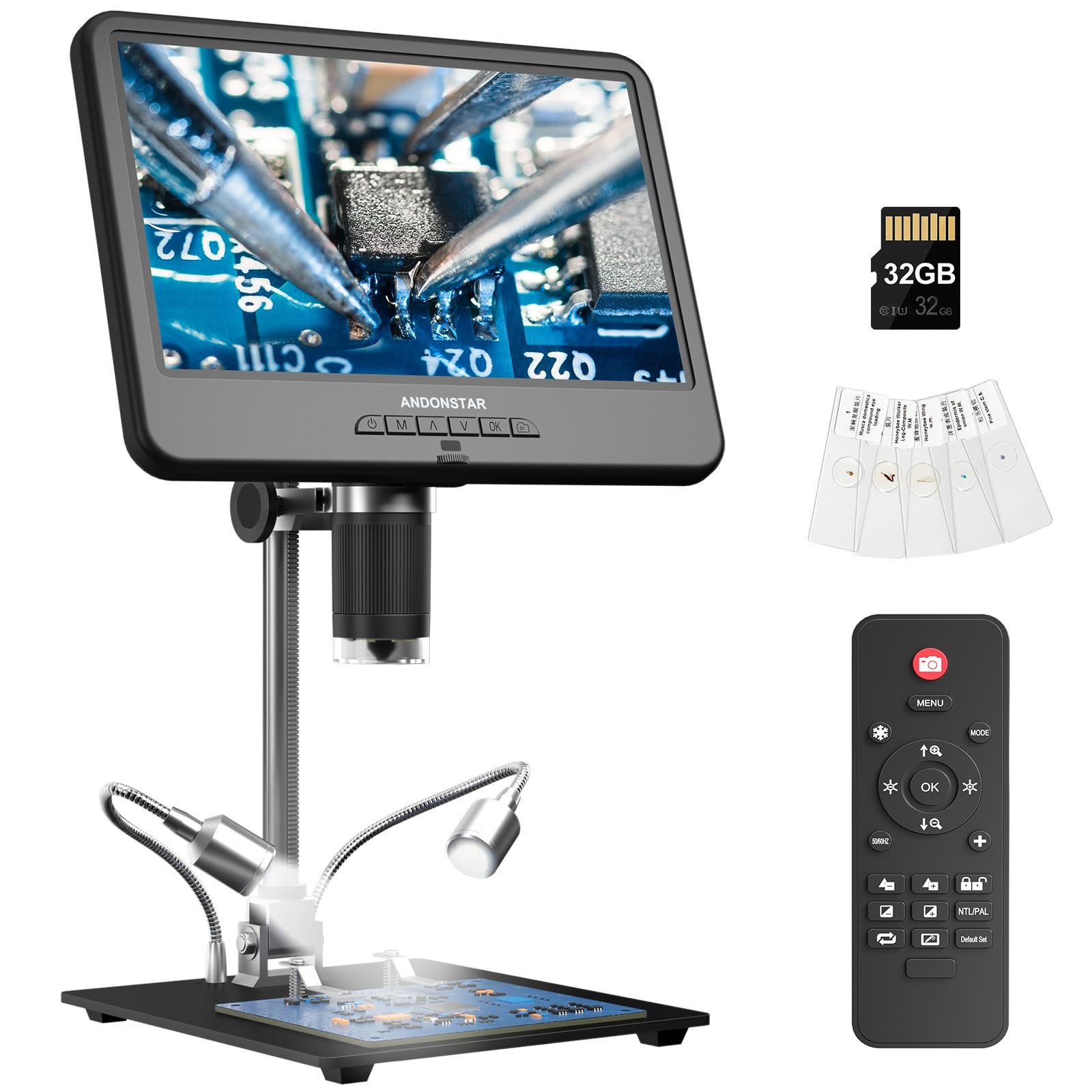 Andonstar AD210 10.1 Inch LCD Digital Microscope for Soldering, Coin Black