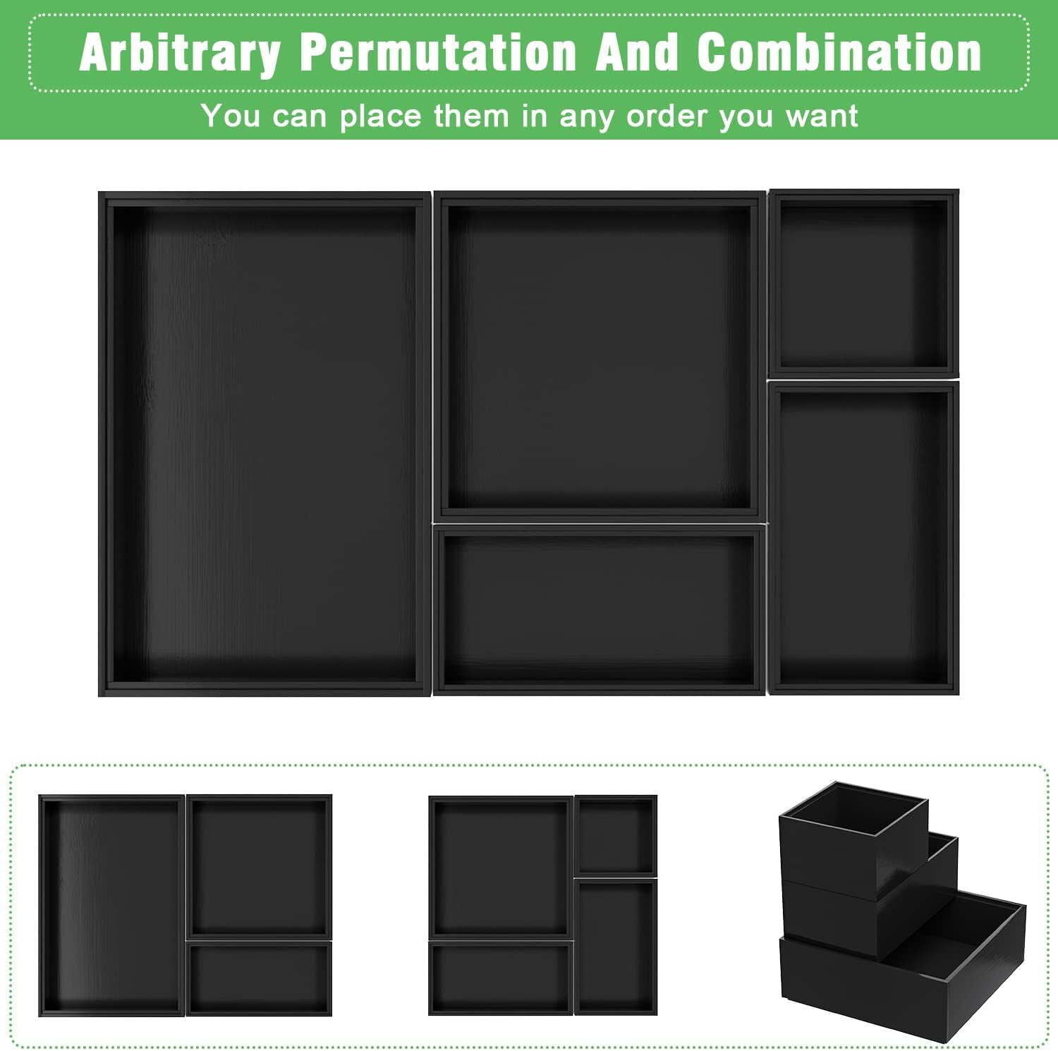 7-Piece Drawer Organizer Boxes Multi-Use Storage Bins Dividers Utensil Holder