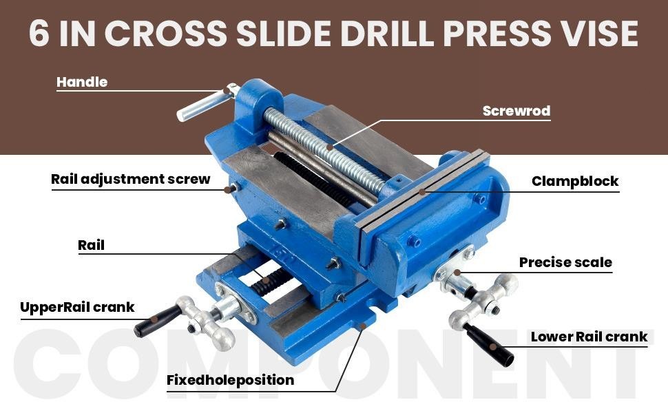 6″ 2-Way X-Y Bench Vise, Cross Slide Drill Press Vise for Milling & Woodworking