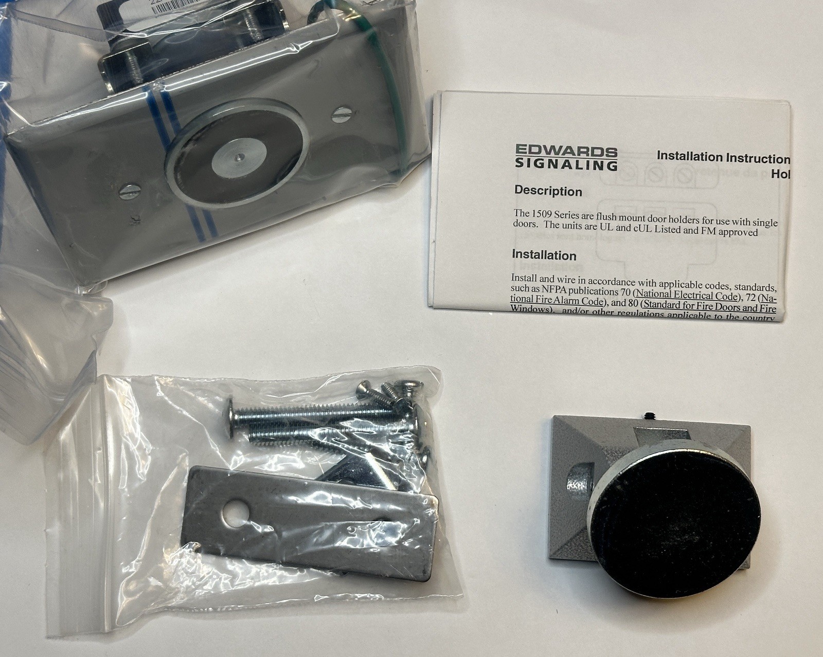 Edwards 1509-AQN5 Electromagnetic Fire Door Holder 120VAC 24VAC/DC Flush Mount