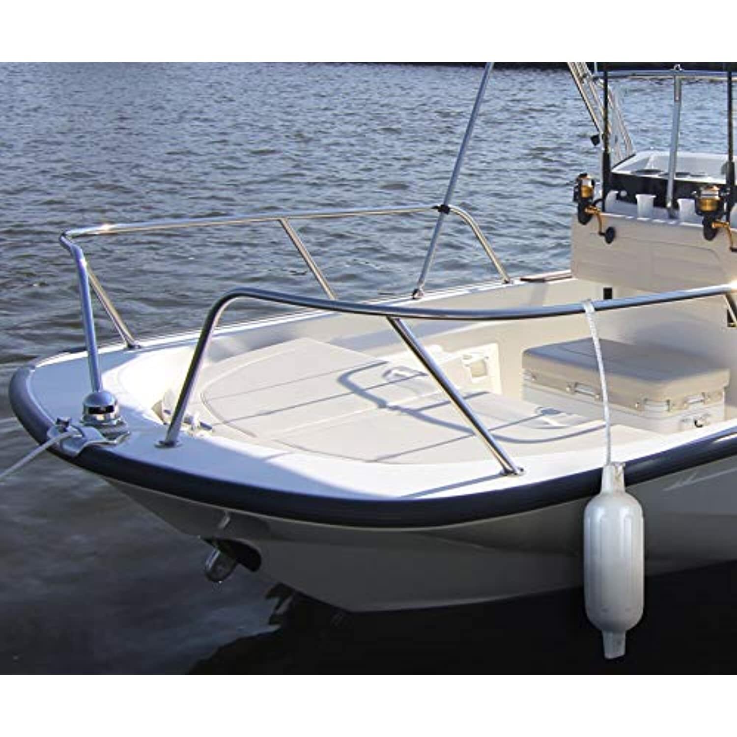Seachoice Twin Eye Ribbed Boat Fender, White, 4-1/2 In. X 16 In.