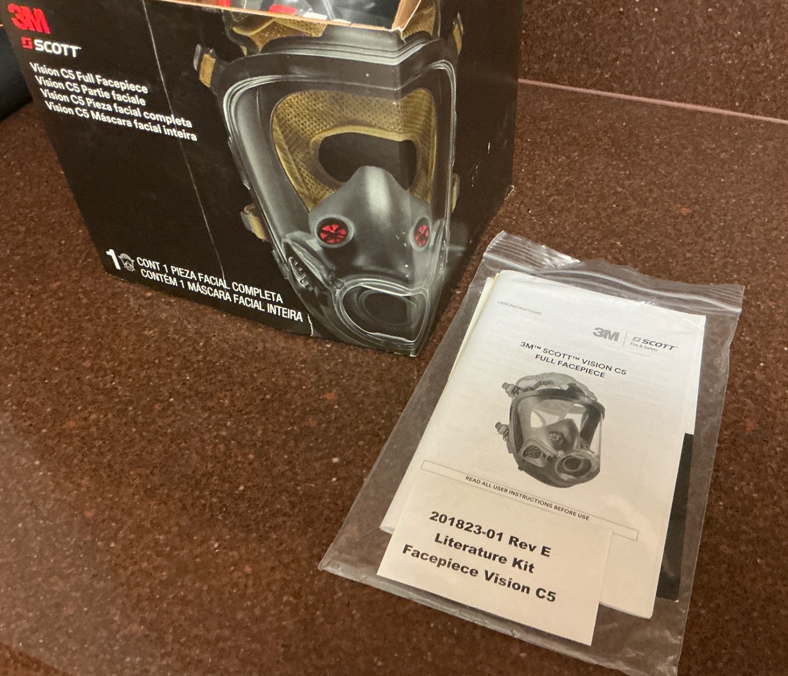 NEW Scott VISION C5 Mask KEVLARHead-Net SCBA Firefighter Full Facepiece Sz Large