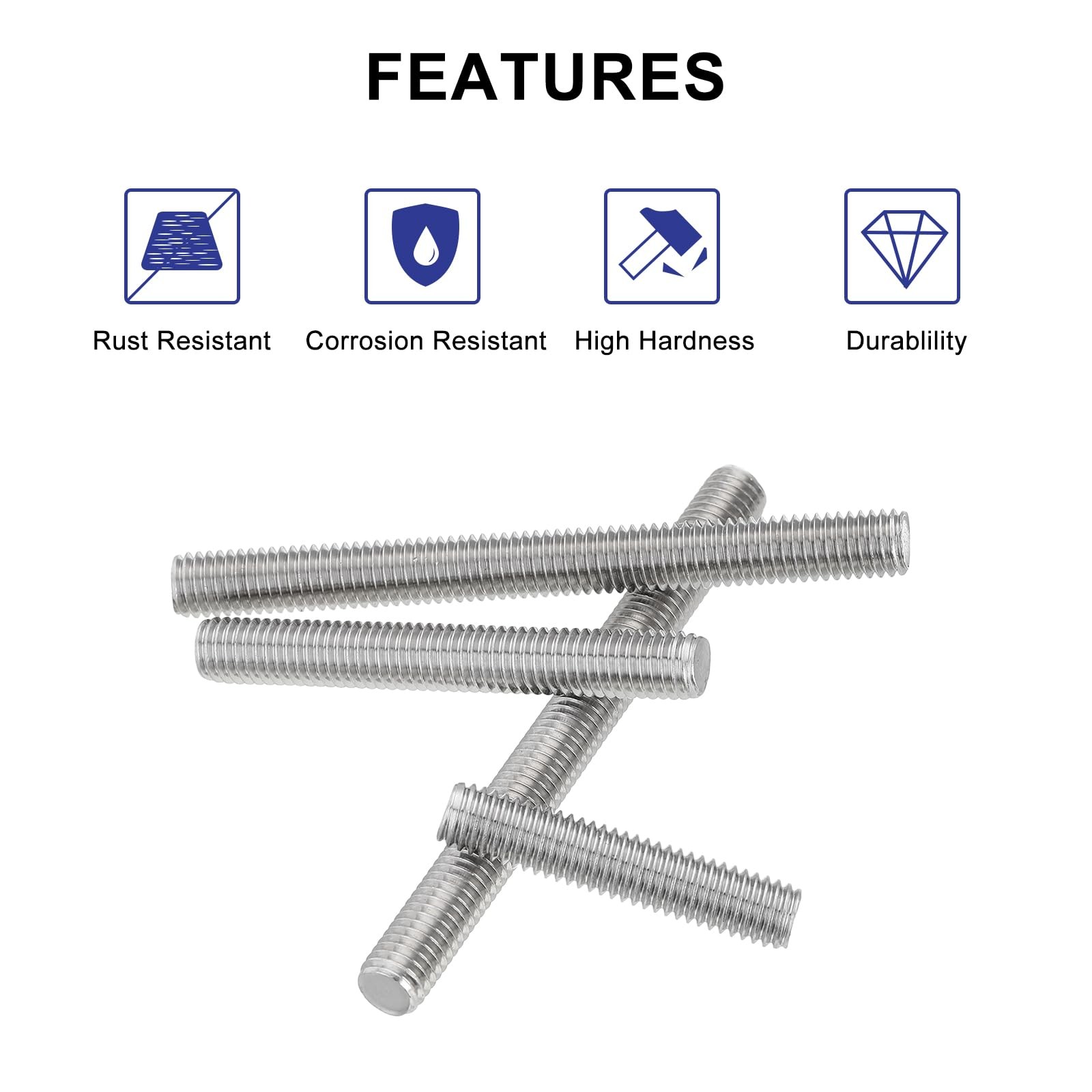 uxcell M6 x 170mm 304 Stainless Steel Fully Threaded Rod Bar Studs Fasteners 5 P