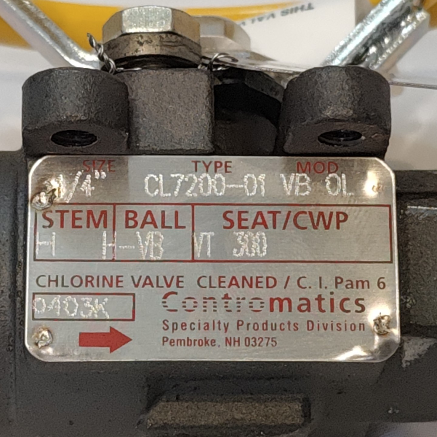 Contromaric / Watts Chlorine Ball Valve 1/4″ TYPE CL7200-01 Max 300 psig *NEW*