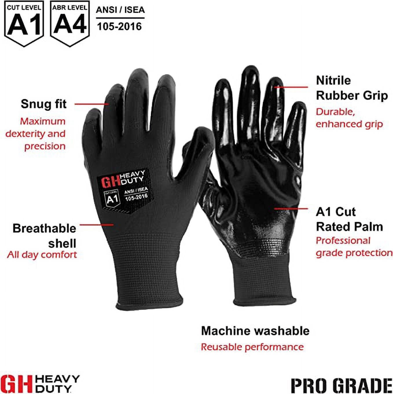10 Pair Heavy Duty All Purpose Nitrile Dip Palm Reusable Work Gloves Size XL