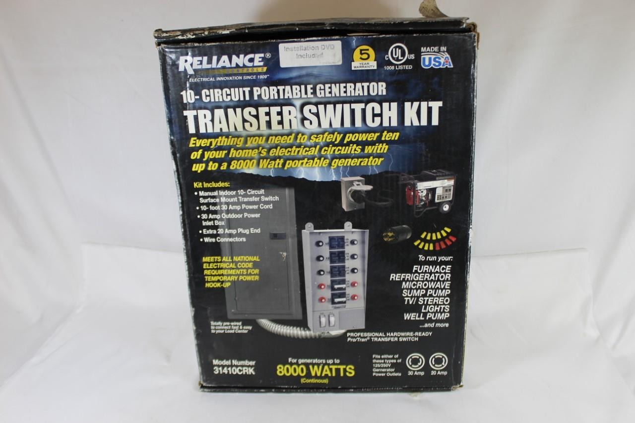 Reliance Controls 31410CRK 10-Circuit Portable Generator Transfer Switch Kit