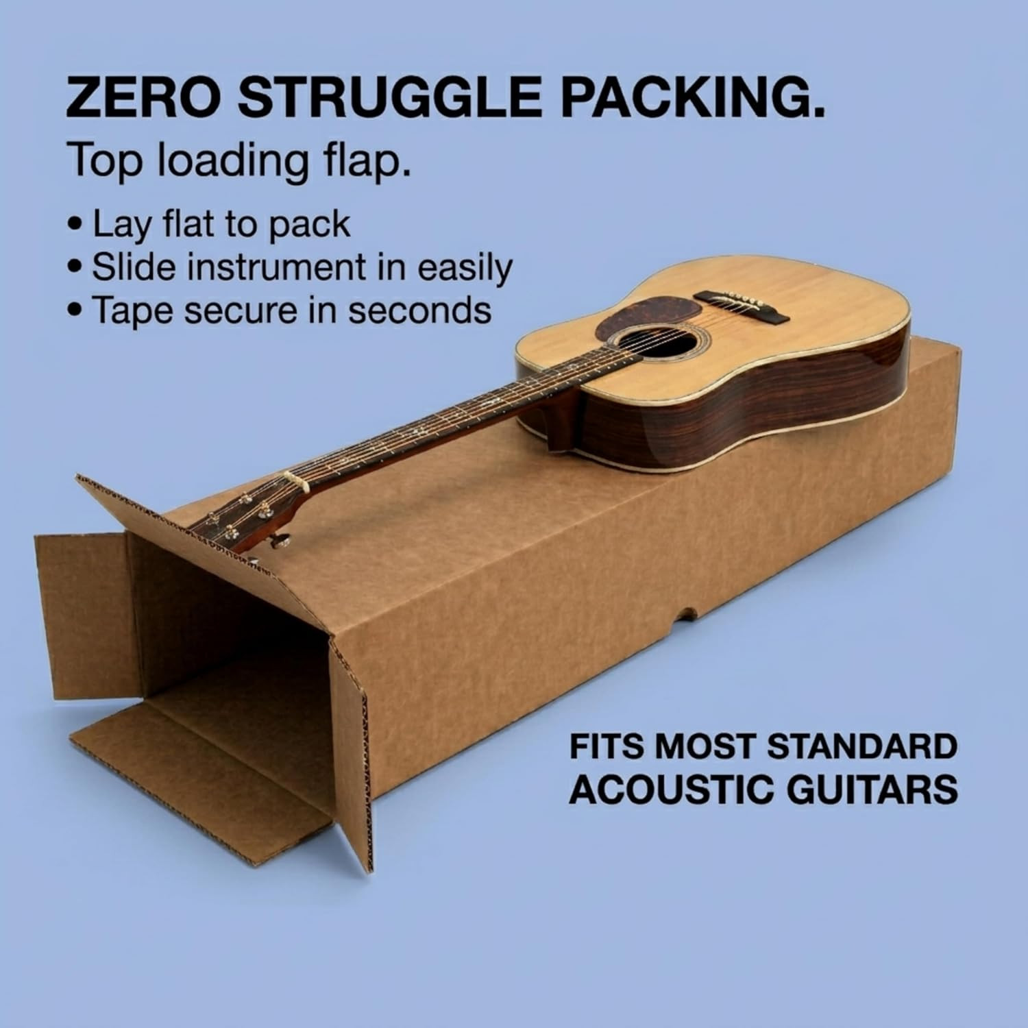 BOX USA Heavy-Duty Guitar Shipping Boxes (Pack of 5) – 18″ X 6″ X 45″ Corrugated