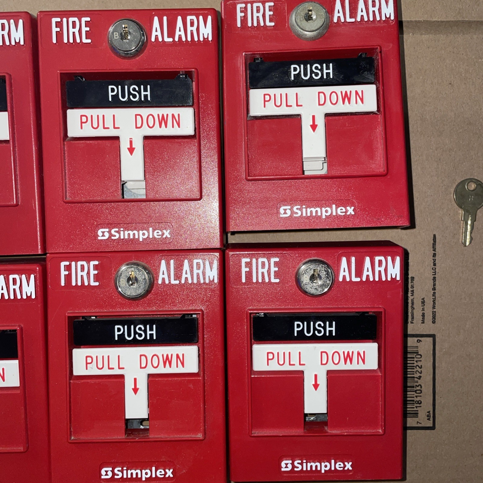 LOT OF 8 Simplex Fire Alarm Pull Station 4099-9003 With Only 1 Key. Used